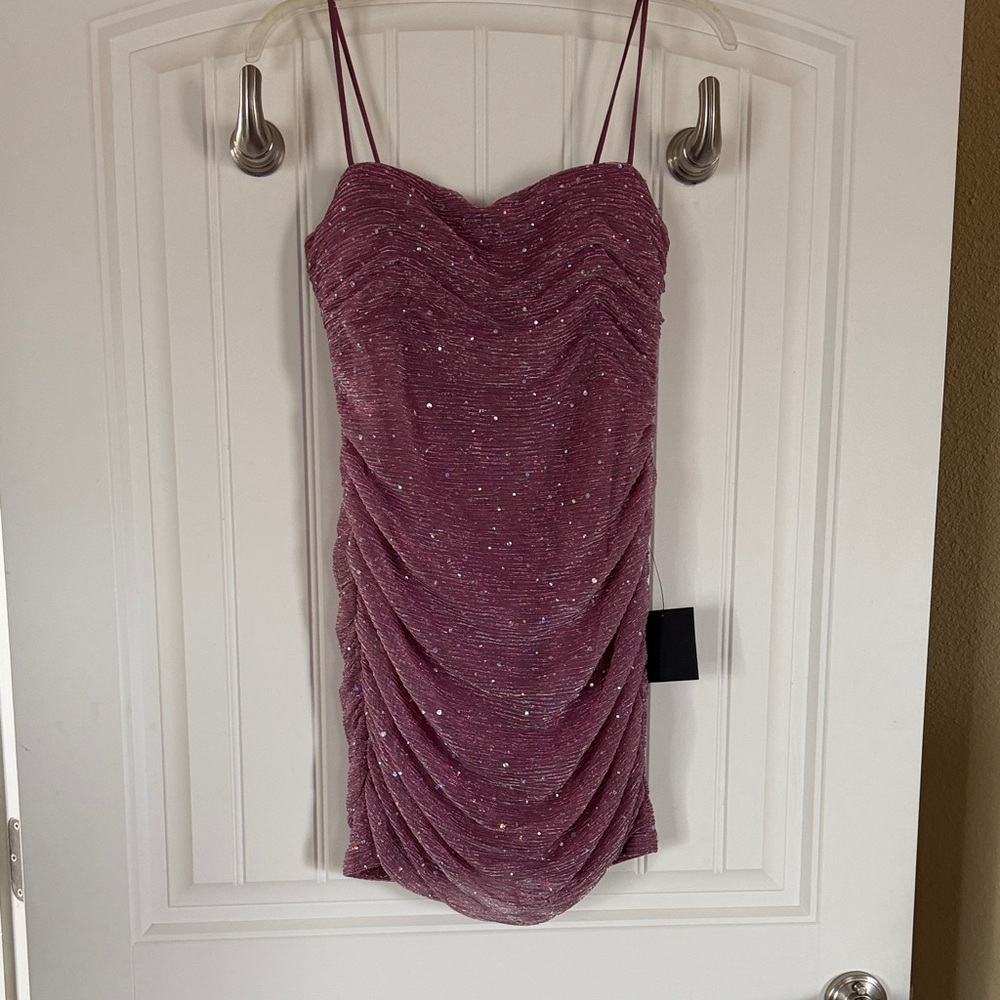 Lulu's Shimmering Pink Ruched Dress